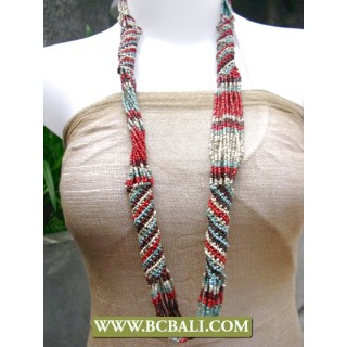 Wrap Long Braided Necklace Beads Coloring